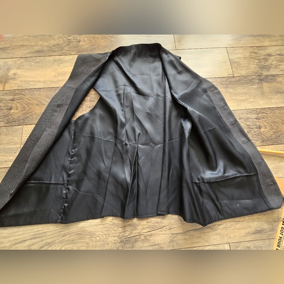 Classic Mens Gray/black Button-Up Suit Vest 42 T, Wool - Picture 8 of 10